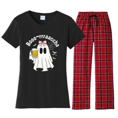 Booracha Funny Halloween Ghost Beer Design Borracha Women's Flannel Pajama Set