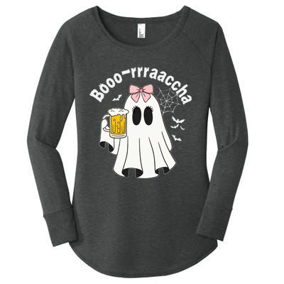 Booracha Funny Halloween Ghost Beer Design Borracha Women's Perfect Tri Tunic Long Sleeve Shirt