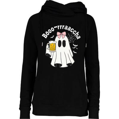 Booracha Funny Halloween Ghost Beer Design Borracha Womens Funnel Neck Pullover Hood