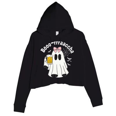 Booracha Funny Halloween Ghost Beer Design Borracha Crop Fleece Hoodie