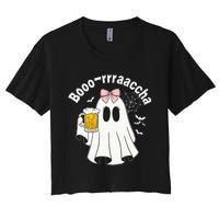 Booracha Funny Halloween Ghost Beer Design Borracha Women's Crop Top Tee