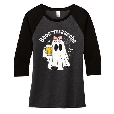 Booracha Funny Halloween Ghost Beer Design Borracha Women's Tri-Blend 3/4-Sleeve Raglan Shirt