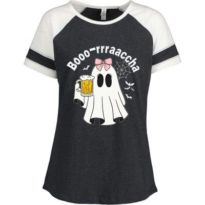 Booracha Funny Halloween Ghost Beer Design Borracha Enza Ladies Jersey Colorblock Tee