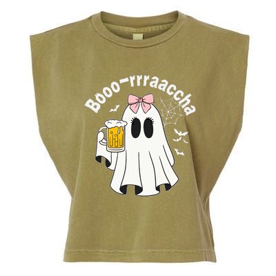 Booracha Funny Halloween Ghost Beer Design Borracha Garment-Dyed Women's Muscle Tee