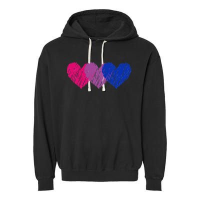 Bisexual Flag Hearts Love LGBT Bi Pride Co. Garment-Dyed Fleece Hoodie