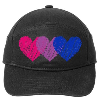Bisexual Flag Hearts Love LGBT Bi Pride Co. 7-Panel Snapback Hat