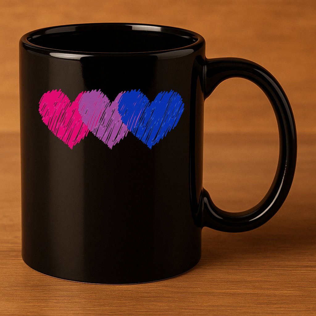 Bisexual Flag Hearts Love LGBT Bi Pride Co. 11oz C Handle Ceramic Mug