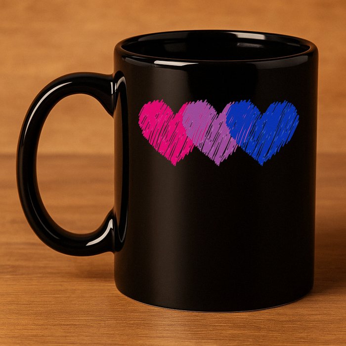 Bisexual Flag Hearts Love LGBT Bi Pride Co. 11oz C Handle Ceramic Mug