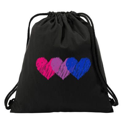 Bisexual Flag Hearts Love LGBT Bi Pride Co. Drawstring Bag