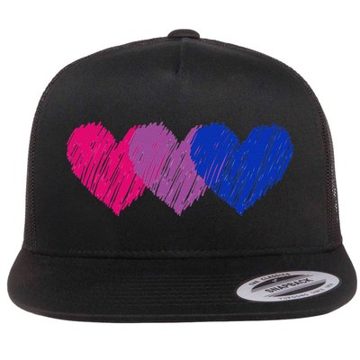 Bisexual Flag Hearts Love LGBT Bi Pride Co. Flatbill Hat