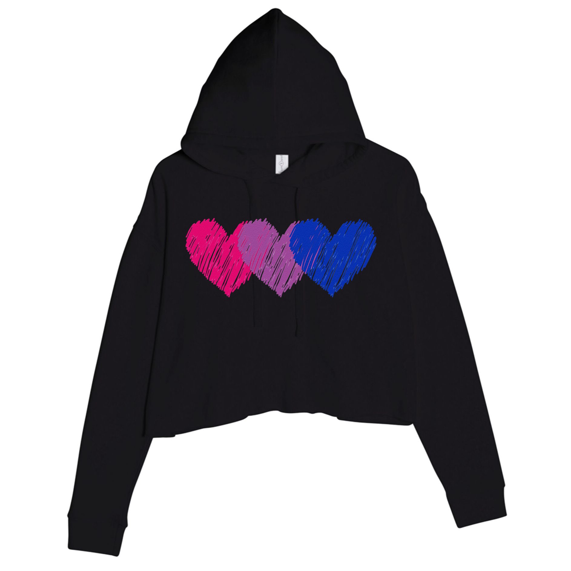 Bisexual Flag Hearts Love LGBT Bi Pride Co. Crop Fleece Hoodie