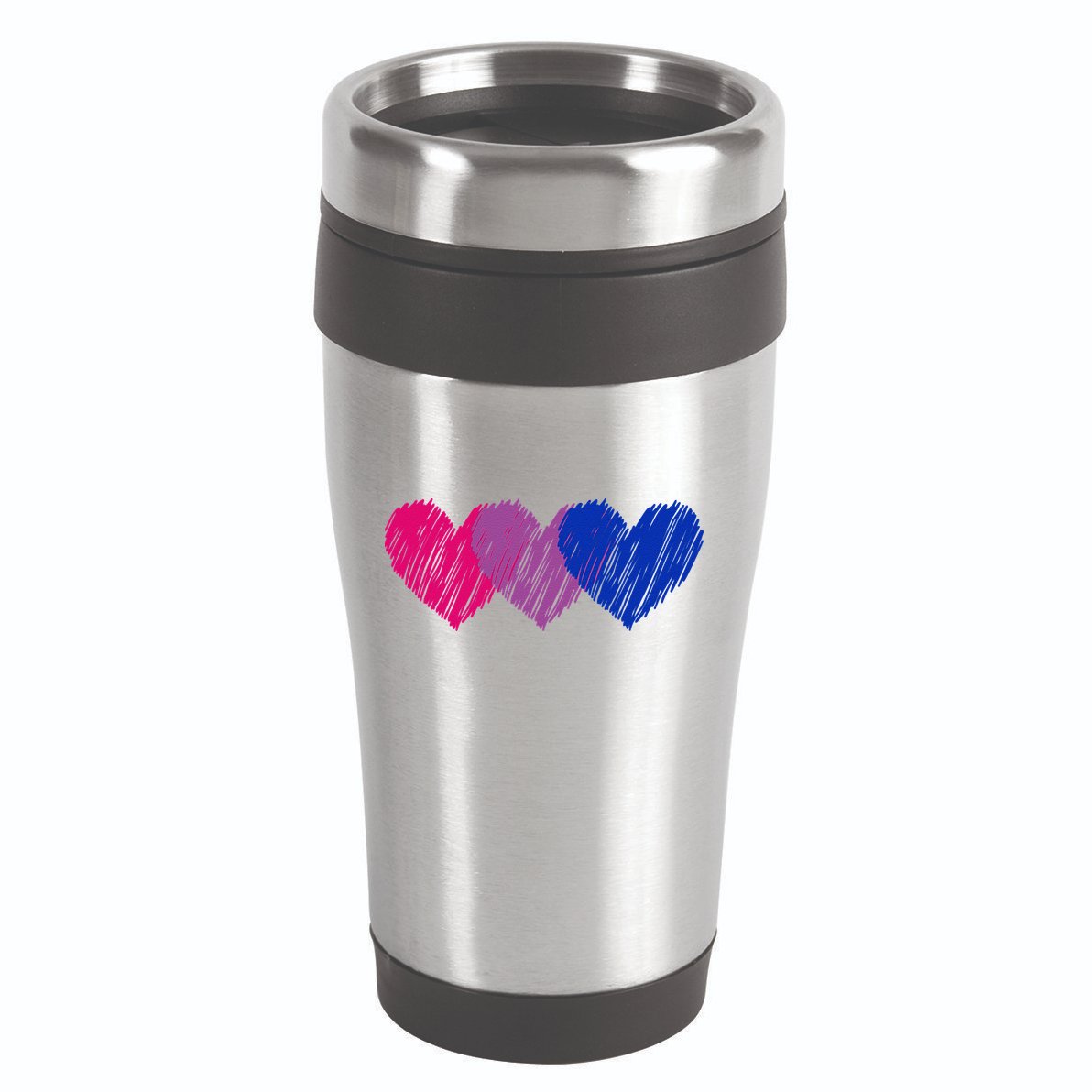 Bisexual Flag Hearts Love LGBT Bi Pride Co. 16oz Travel Tumbler