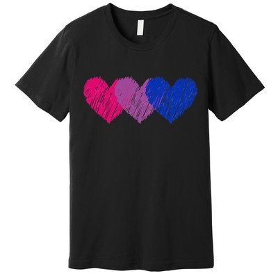 Bisexual Flag Hearts Love LGBT Bi Pride Co. Premium T-Shirt