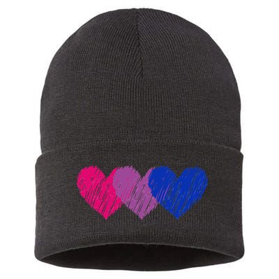 Bisexual Flag Hearts Love LGBT Bi Pride Co. Sustainable Knit Beanie