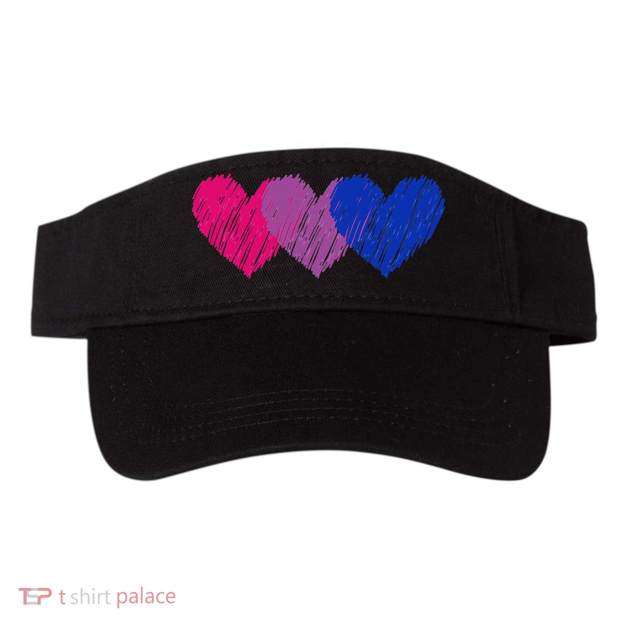 Bisexual Flag Hearts Love LGBT Bi Pride Co. Visor