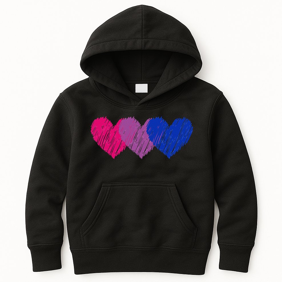 Bisexual Flag Hearts Love LGBT Bi Pride Co. Kids Hoodie