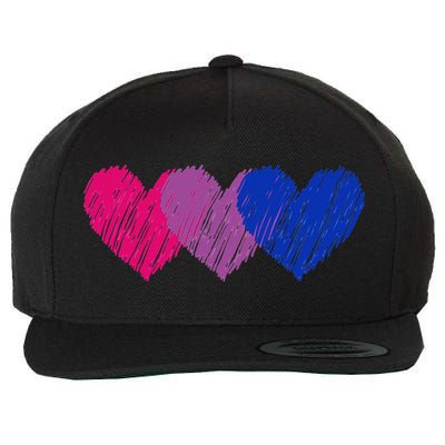 Bisexual Flag Hearts Love LGBT Bi Pride Co. Wool Snapback Cap