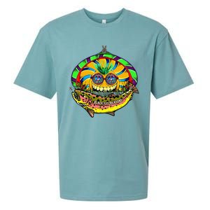 Black Fly Hippie Trout Retro 60s Fly Fishing Tenkara Peace Sueded Cloud Jersey T-Shirt