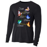 Butterfly Faith Hope Love Believe Dream Cooling Performance Long Sleeve Crew