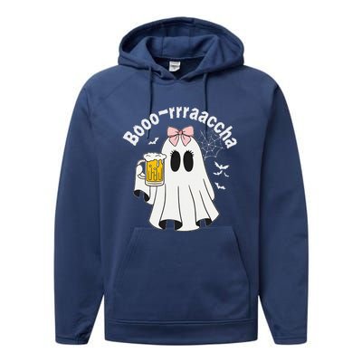 Booracha Funny Halloween Ghost Beer Design Borracha Performance Fleece Hoodie