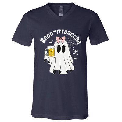 Booracha Funny Halloween Ghost Beer Design Borracha V-Neck T-Shirt