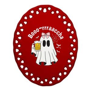 Booracha Funny Halloween Ghost Beer Design Borracha Ceramic Oval Ornament