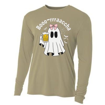 Booracha Funny Halloween Ghost Beer Design Borracha Cooling Performance Long Sleeve Crew