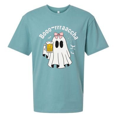 Booracha Funny Halloween Ghost Beer Design Borracha Sueded Cloud Jersey T-Shirt