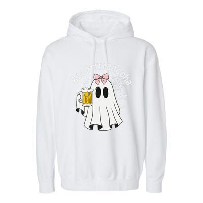 Booracha Funny Halloween Ghost Beer Design Borracha Garment-Dyed Fleece Hoodie