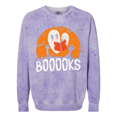 Boooks Funny Halloween Ghost Bookworm Spooky Season Reading Colorblast Crewneck Sweatshirt