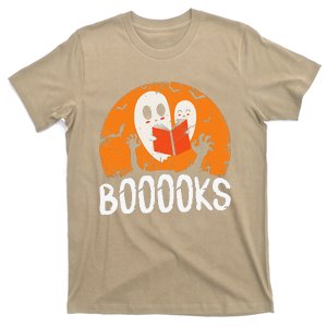 Boooks Funny Halloween Ghost Bookworm Spooky Season Reading T-Shirt