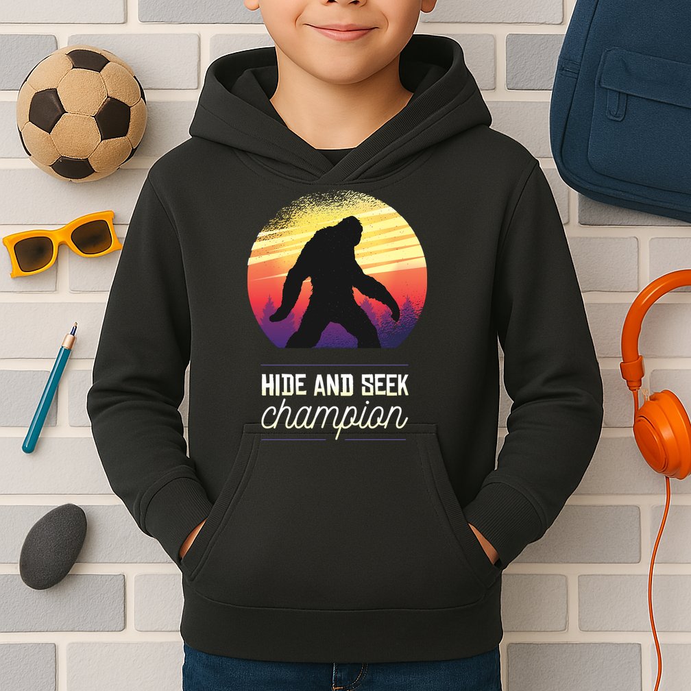Big Foot Hide And Seek Champion Kids Hoodie
