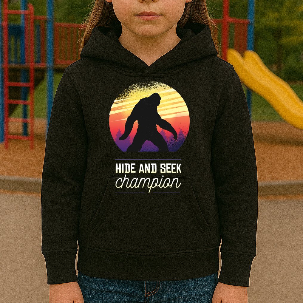 Big Foot Hide And Seek Champion Kids Hoodie