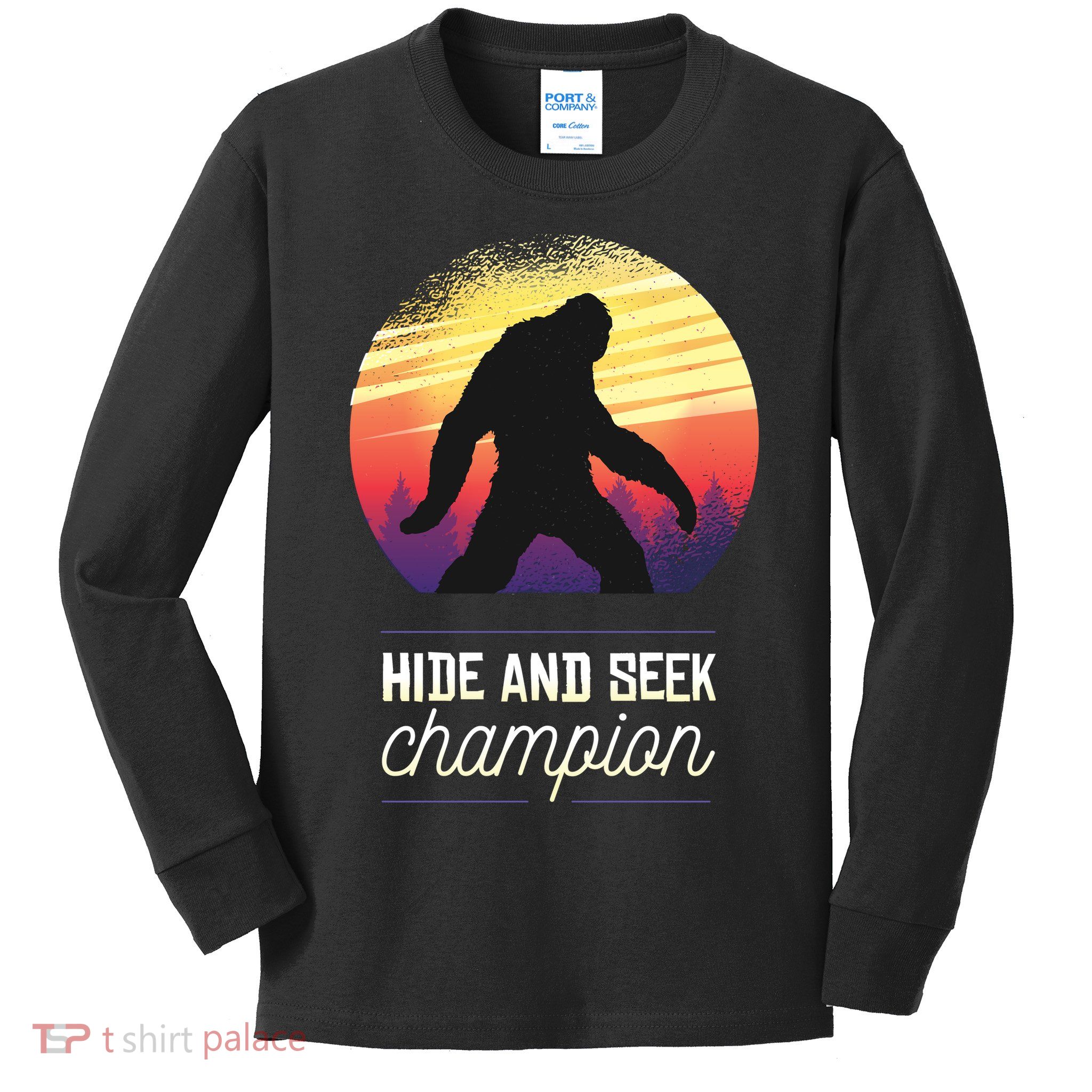 Big Foot Hide And Seek Champion Kids Long Sleeve Shirt