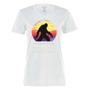 Big Foot Hide And Seek Champion Women's Momentum V-Neck T-Shirt