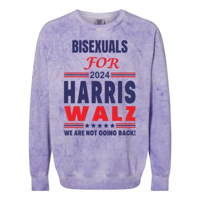 Bisexuals For Harris Walz We Are Not Going Back Gift Colorblast Crewneck Sweatshirt