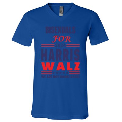 Bisexuals For Harris Walz We Are Not Going Back Gift V-Neck T-Shirt