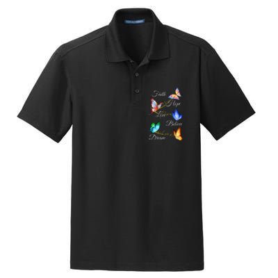 Butterfly Faith Hope Love Believe Dream Dry Zone Grid Polo