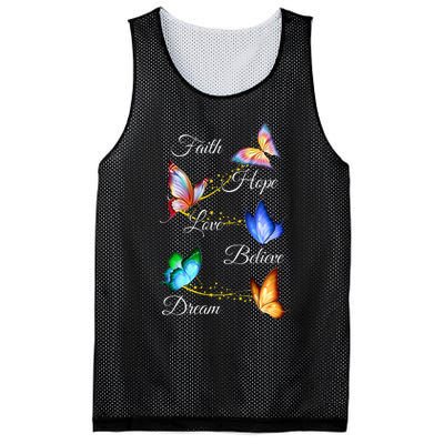 Butterfly Faith Hope Love Believe Dream Mesh Reversible Basketball Jersey Tank