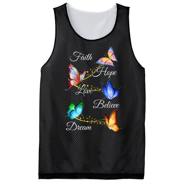 Butterfly Faith Hope Love Believe Dream Mesh Reversible Basketball Jersey Tank