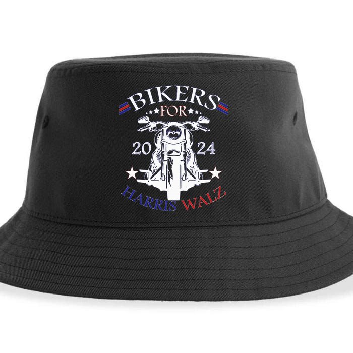 Bikers For Harris Walz 2024 Harris Waltz 2024 Election Sustainable Bucket Hat