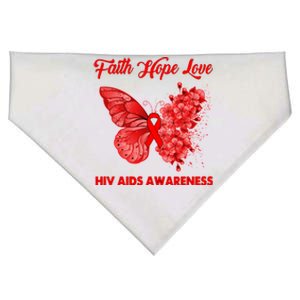 Butterfly Faith Hope Love Red Ribbon Hiv Aids Day Warrior Meaningful Gift USA-Made Doggie Bandana