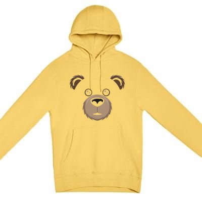 Bear Face Halloween Costume Brown Bear Animal Premium Pullover Hoodie