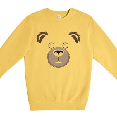 Bear Face Halloween Costume Brown Bear Animal Premium Crewneck Sweatshirt