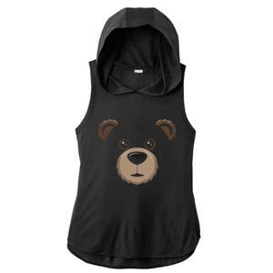 Bear Face Halloween Costume Brown Bear Animal Ladies PosiCharge Tri-Blend Wicking Draft Hoodie Tank