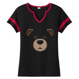 Bear Face Halloween Costume Brown Bear Animal Ladies Halftime Notch Neck Tee