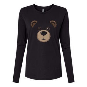 Bear Face Halloween Costume Brown Bear Animal Womens Cotton Relaxed Long Sleeve T-Shirt