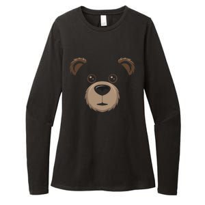 Bear Face Halloween Costume Brown Bear Animal Womens CVC Long Sleeve Shirt