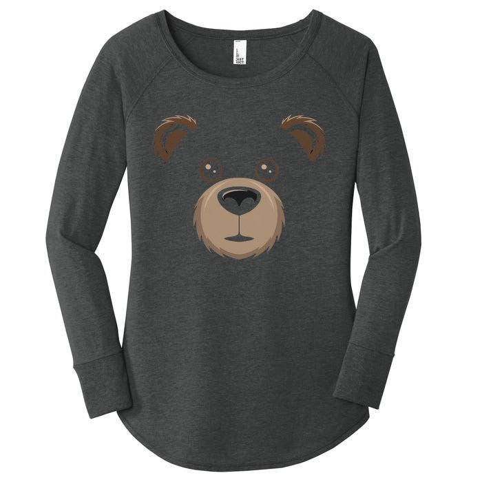 Bear Face Halloween Costume Brown Bear Animal Women's Perfect Tri Tunic Long Sleeve Shirt