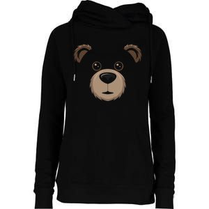 Bear Face Halloween Costume Brown Bear Animal Womens Funnel Neck Pullover Hood